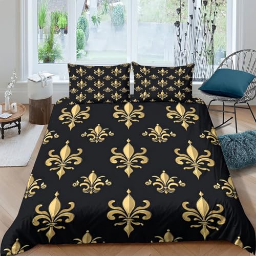 Housse de couette fleur de lys parure de lit 3D ultra douce de qualité - 4