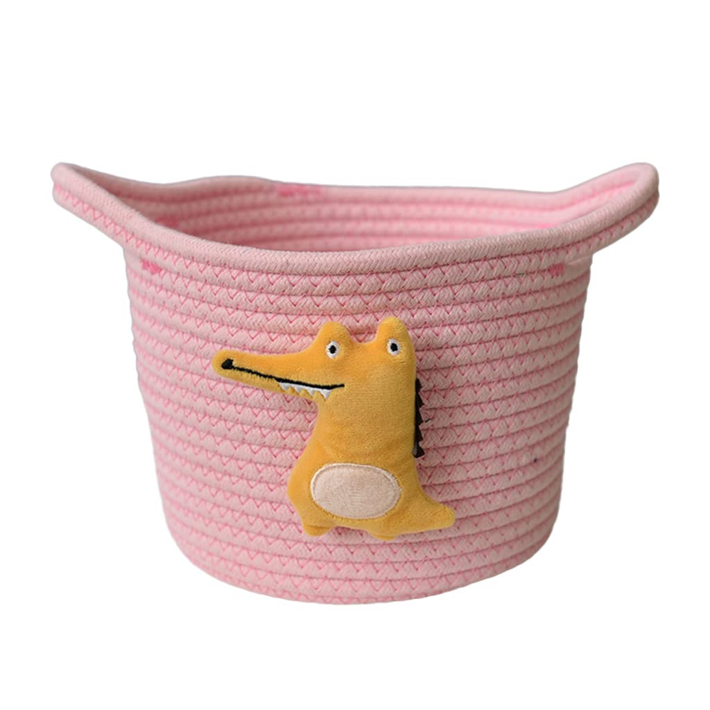 Elnwnnkc A Exquisite Woven Storage Baskets With For Pattern For Home Dormitory Storage Bedroom Smooth Soft Cotton Rope Closet Bin For Organizing Foldable Green Grey White Yellow
