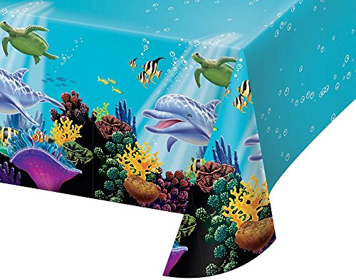 Creative Converting Ocean Party Plastic Table Cover, 54 by 108-Inch