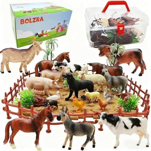 BOLZRA Farm Animal Figurines, Realistic Plastic Animals Toys with...