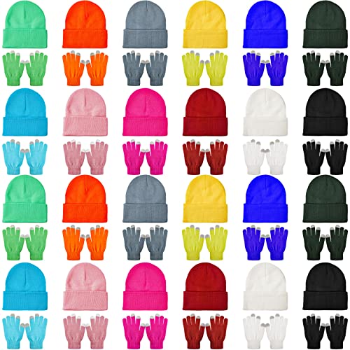 48 Pcs Bulk Winter Knit Beanies Gloves Men Women...