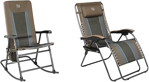 TIMBER RIDGE Mecedora acolchada plegable y silla reclinable para patio con reposacabezas ajustable