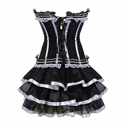 Corsagenkleid Corsage Bustier sexy Streifen Spitze Kleider Korsett Gothic Rock Damen Dress Gothic Burlesque – Bild 4