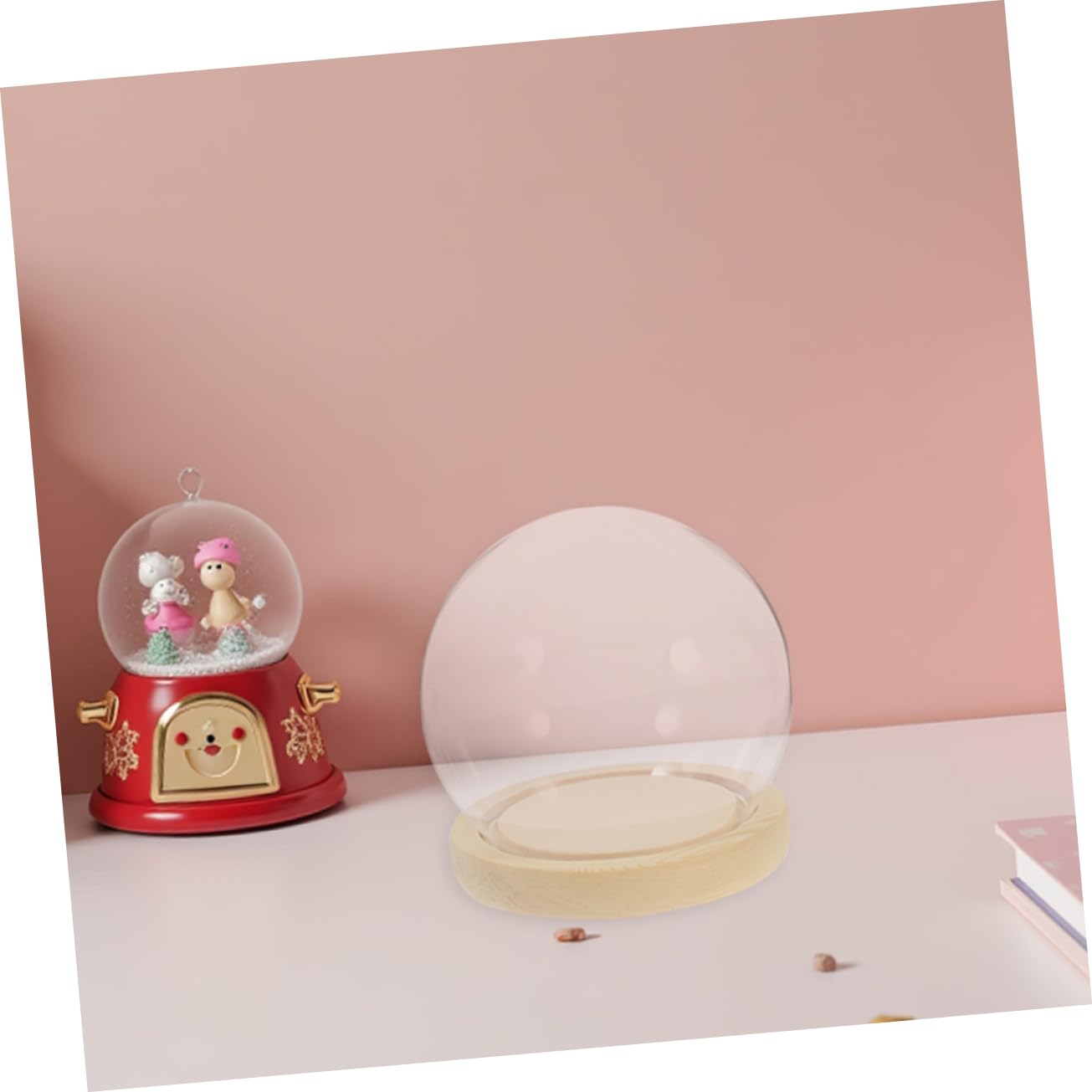 Zerodeko Espositore in Vetro Trasparente Con Base in Vetro Per Fiori Eterni in Per Oggetti Da Cupola Rettangolare Per Decorazioni e