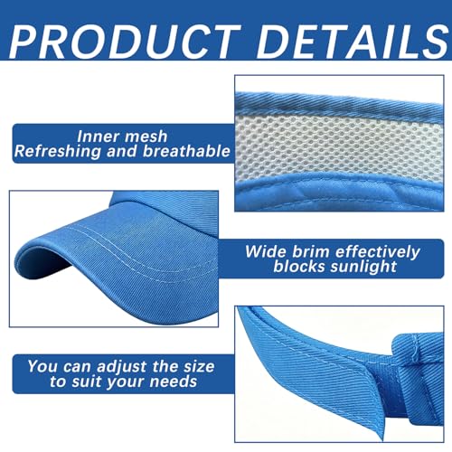 Image of Adjustable Sport Sun Visor Hats Bulk Solid Color Blank Golf Cap Anti Ultraviolet for Beach Tennis Baseball
