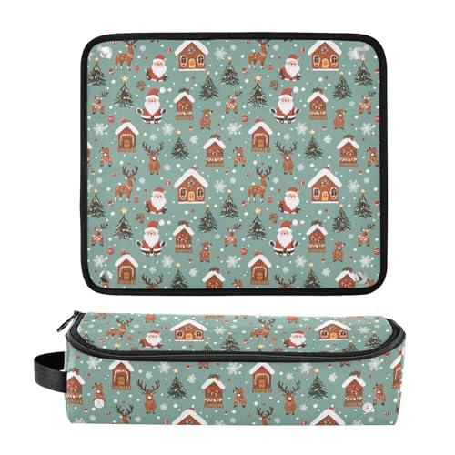 Bolsa de viaje resistente al calor y tapete para planchas y rizadores de cabello con diseño navideño de mármol Winter Design, organizador portátil para herramientas de cuidado capilar miniatura 3