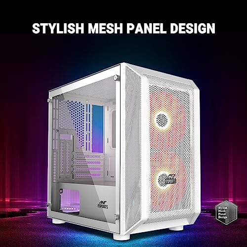 Image of Ant Esports 200 Air Mini M-ATX Computer Case /Gaming Cabinet - White | Support M-ATX, ITX | Pre-Installed 2 x 200 mm ARGB Front Fans