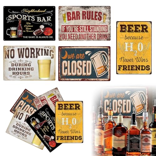 GOEDCH Cartaz retro de chapa de cerveja: 5 unidades, 20 x 30 cm, cartaz de bar divertido, cartaz de metal vintage para parede, para casa, café, bar, clube, cartaz divertido com provérbios, decoração