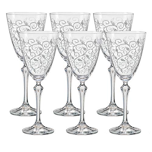 Jogo de 6 tacas para agua Elizabeth decorada em cristal ecologico 350ml A24cm-TRANSPARENTE - Bohemia