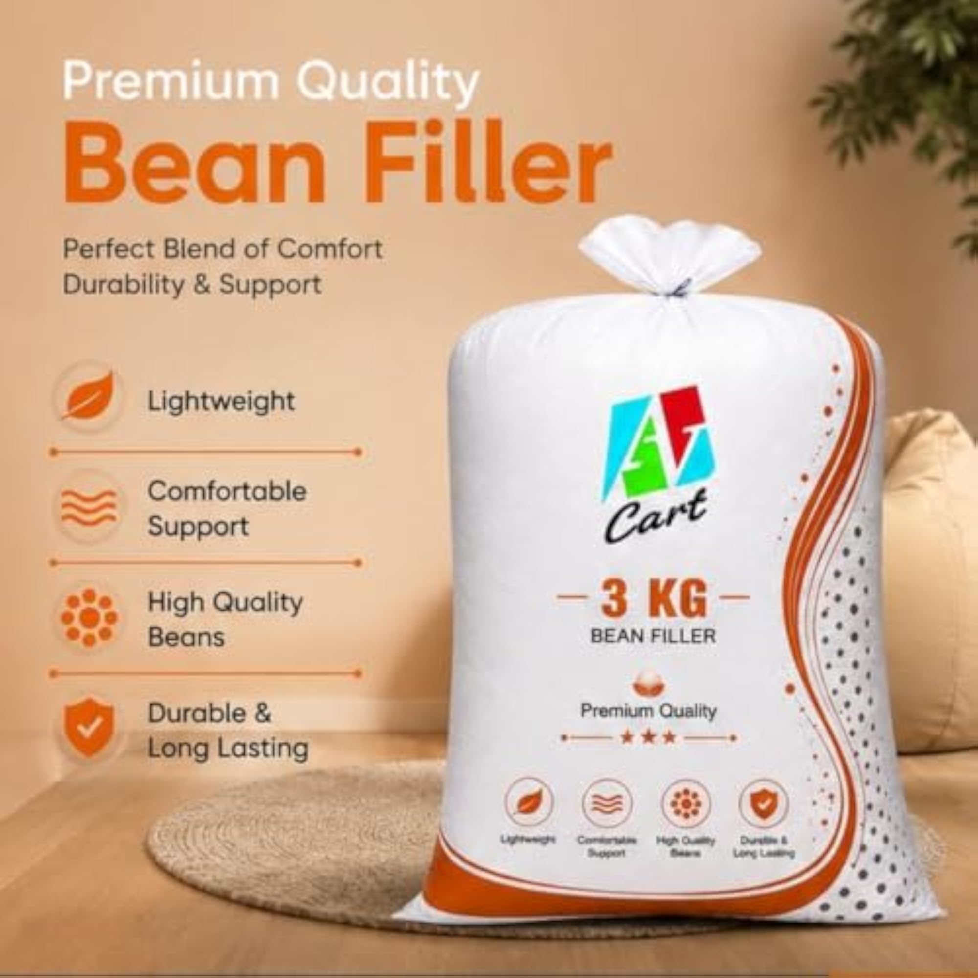 Lightweight Polystyrene Beads for Bean Bags, Soft and Durable