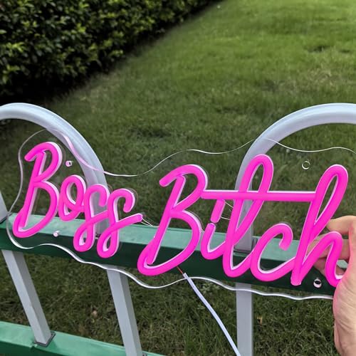 Image of Pink Boss Bitch Neon Sign, Custom Neon Sign, Bathroom Decor For Sexy Girl Room Wall Decoration, USB Girls Lady Woman Bedroom Living Room Home Wall Decor (15.7x7in)