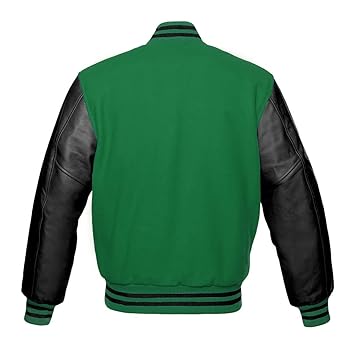 Men's Varsity Baseball Letterman Bomber Light Green Wool