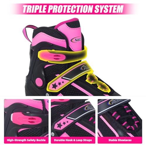 Image of Nattork Blade Roller Skates for Boys with Light Up Wheel, Outdoor & Indoor Illuminating Rose Inline Skates for Boys Little Kids Toddler Ages 5-8 4 5 6, Beginners