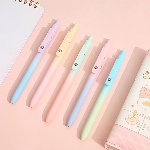 Miniatura 6 de Bolígrafos retráctiles de tinta de secado rápido, bolígrafos de escritura suave, color degradado, tinta negra de punta media de 0.028 in,