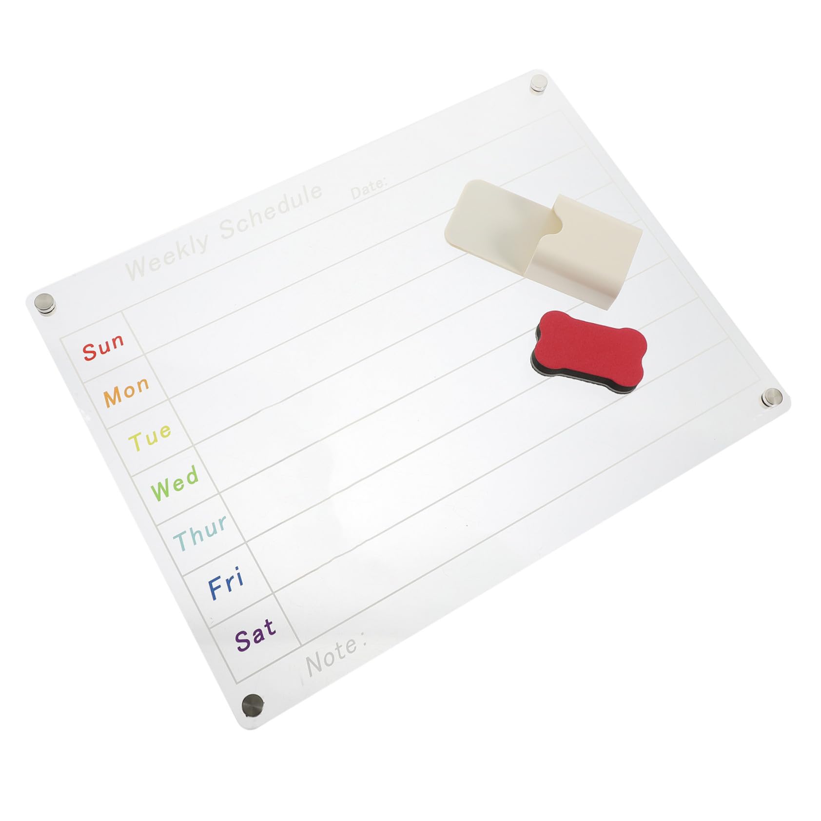 Transparenter Acryl Wochenplaner Abwischbare Planungstafel für Küche Kühlschrank Magnettafel mit Terminplanungs-whiteboard Wiederverwendbar und Einfach zu Bedienen