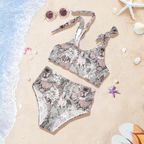 Image of CaTaKu Girls Two Piece Swimsuits Toddler Bathing Suits Bikini Set Summer Beach Swimwear for Girls Size 3-12T