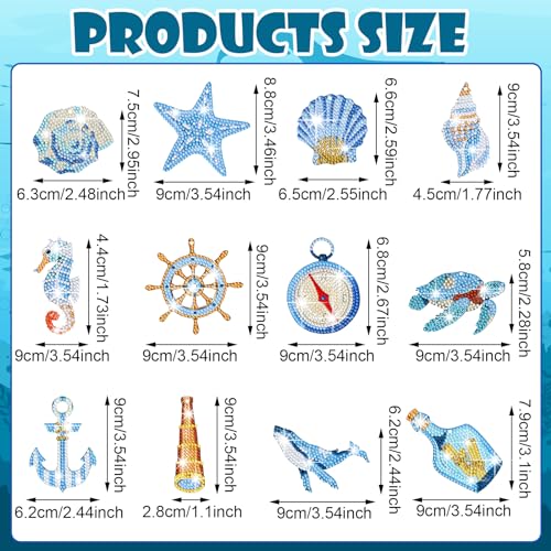 Image of HASTHIP 12 Pcs 5D Diamond Painting Keychain Kit