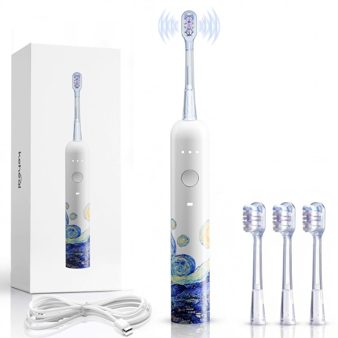 Elektrische Zahnbürste, Hochfrequenz Sonic & Sweeping Oszillation Reinigung für Erwachsene, Dual-Mode Reinigung, 4 Bürstenköpfe, wasserdichte Reise Elektrische Zahnbürste