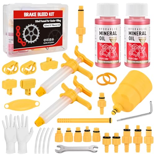 Faburo Brake Bleed Kit for Shimano, TEKTRO, TRP, SRAM/MAGURA/Formula/Hope, Hydraulic MTB Brake Bleed Kit for Shimano with M4-M7 Adapter, High Performance Mineral Oil Brake Fluid (2 * 60ml)
