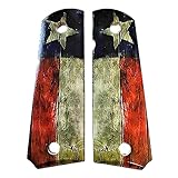 Compatible Replacement for 1911 Premium Gun Grips Colt Gov. & Clones Taurus, S&W, Springfield, Rock Island Full Size w/Texas Flag Bonus 4 Gold Screws