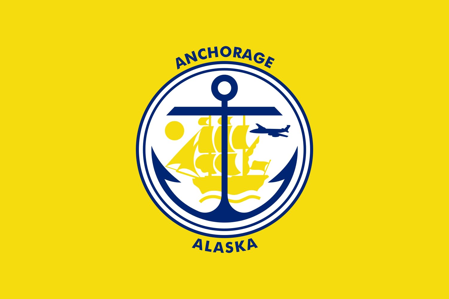 Drapeau Anchorage Alaska format paysage de 1,35m² pour mât extérieur