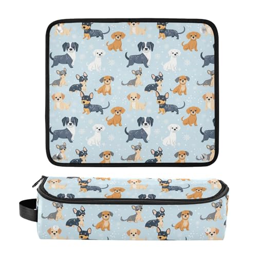 Bolsa de viaje con tapete resistente al calor para herramientas de cabello Winter Dogs Marble miniatura 3
