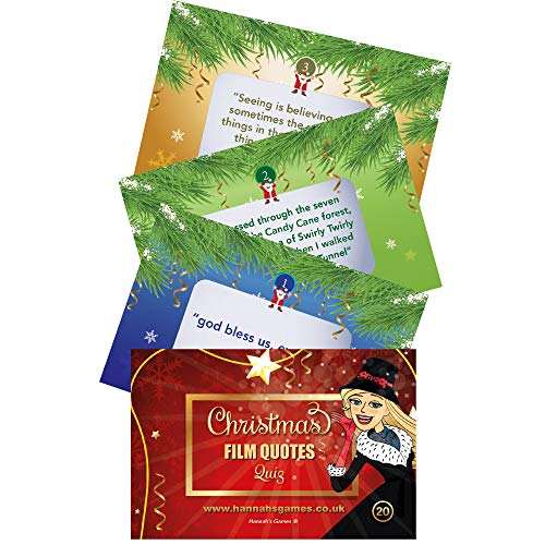 Film Movie Quotes Christmas Quiz Cards - Novelty Pocket Game in cello bag - Christmas Games for Adults & Kids - Xmas Eve Box - Cracker fillers - Stocking Fillers - Advent Calendar Gifts - Secret Santa