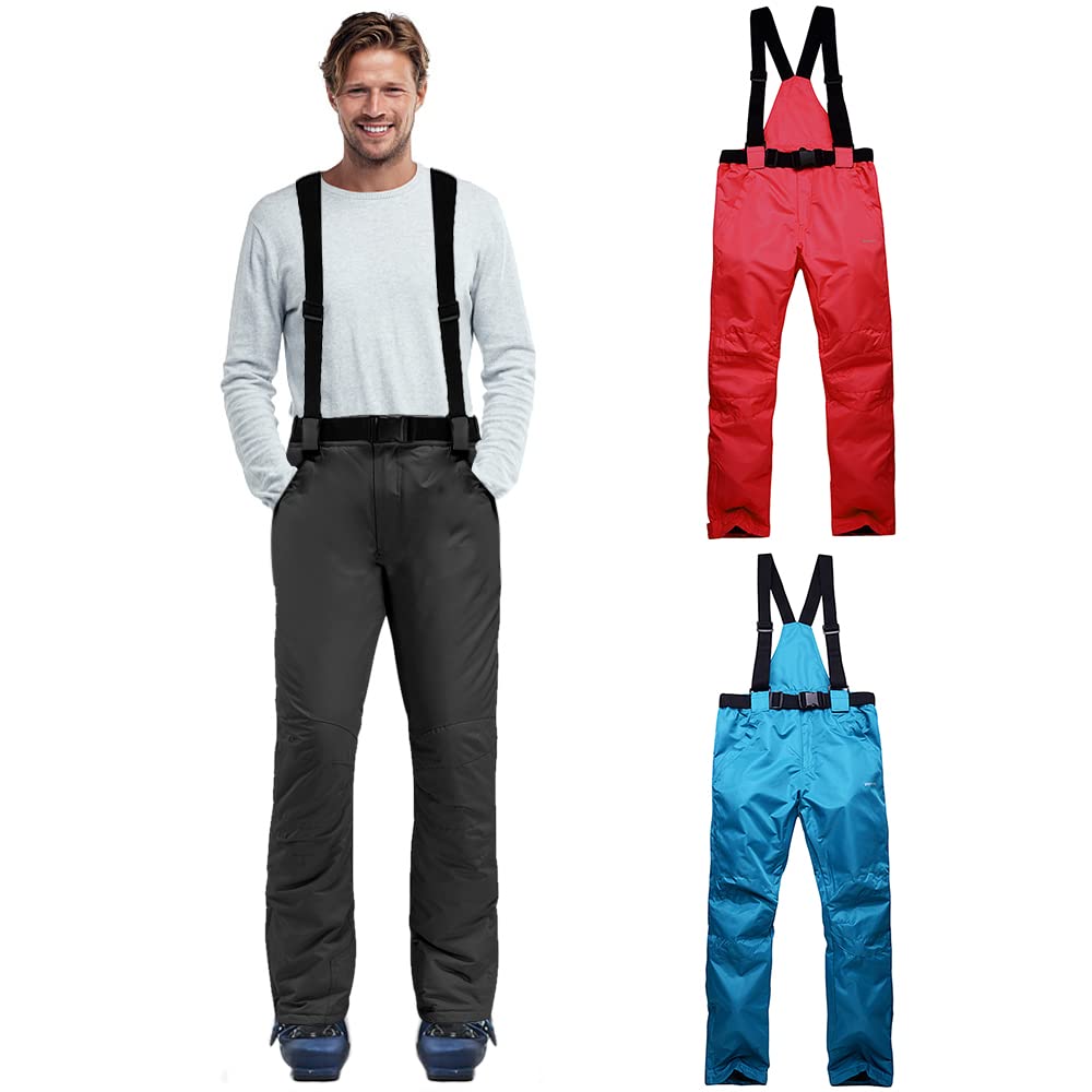 Hombres Mujeres Pantalones de Esquí Cálidos de Invierno Pantalones Snowboard con Tirantes Extraíbles - Térmicos Resistentes Al Viento y Al Agua - Rojo/3XL para Esquí Snowboard Palear Trineo