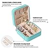 MODENGKONGJIAN Mini Jewelry Travel Case, PU Leather Travel Jewelry Organizer Box, Small Portable Portable Jewellery Storage Holder for Womens Rings Earrings Necklaces Bracelets (Blue) #3