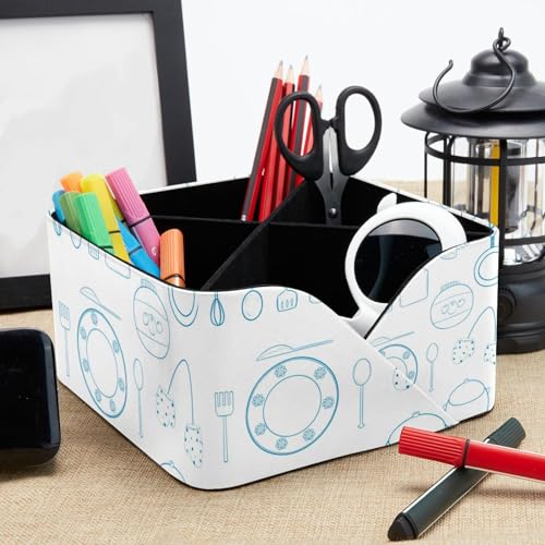 Porte-stylos rectangulaire pour bureau à 2 compartiments en plastique - 8