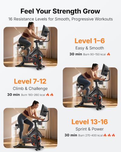 Image of MERACH Exercise Bike with Screen, 21.5 inch HD Display, Magnetic Resistance