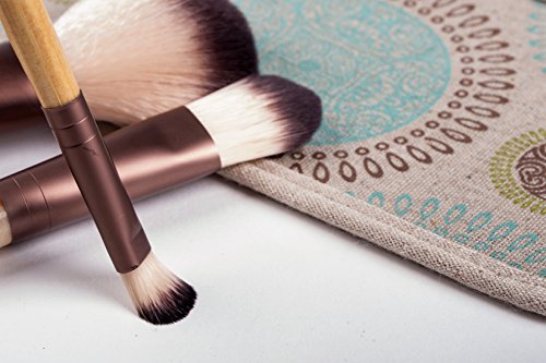 3pcs Makeup Beauty Brushes Set With Pouch (Bronze)