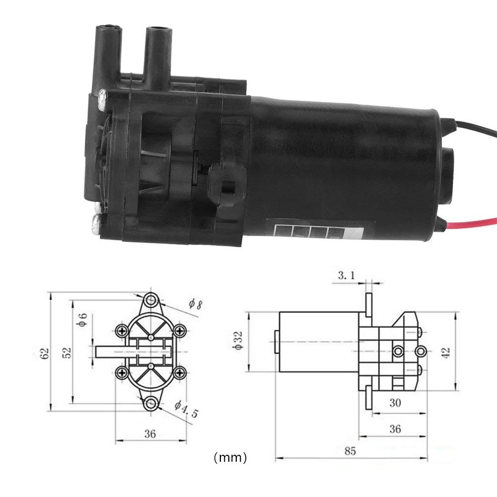 Bomba de Agua Autocebante 12V DC Mini Bomba de Engranajes de Plástico para Circulación de Agua y Suministro en Baños y Equipos