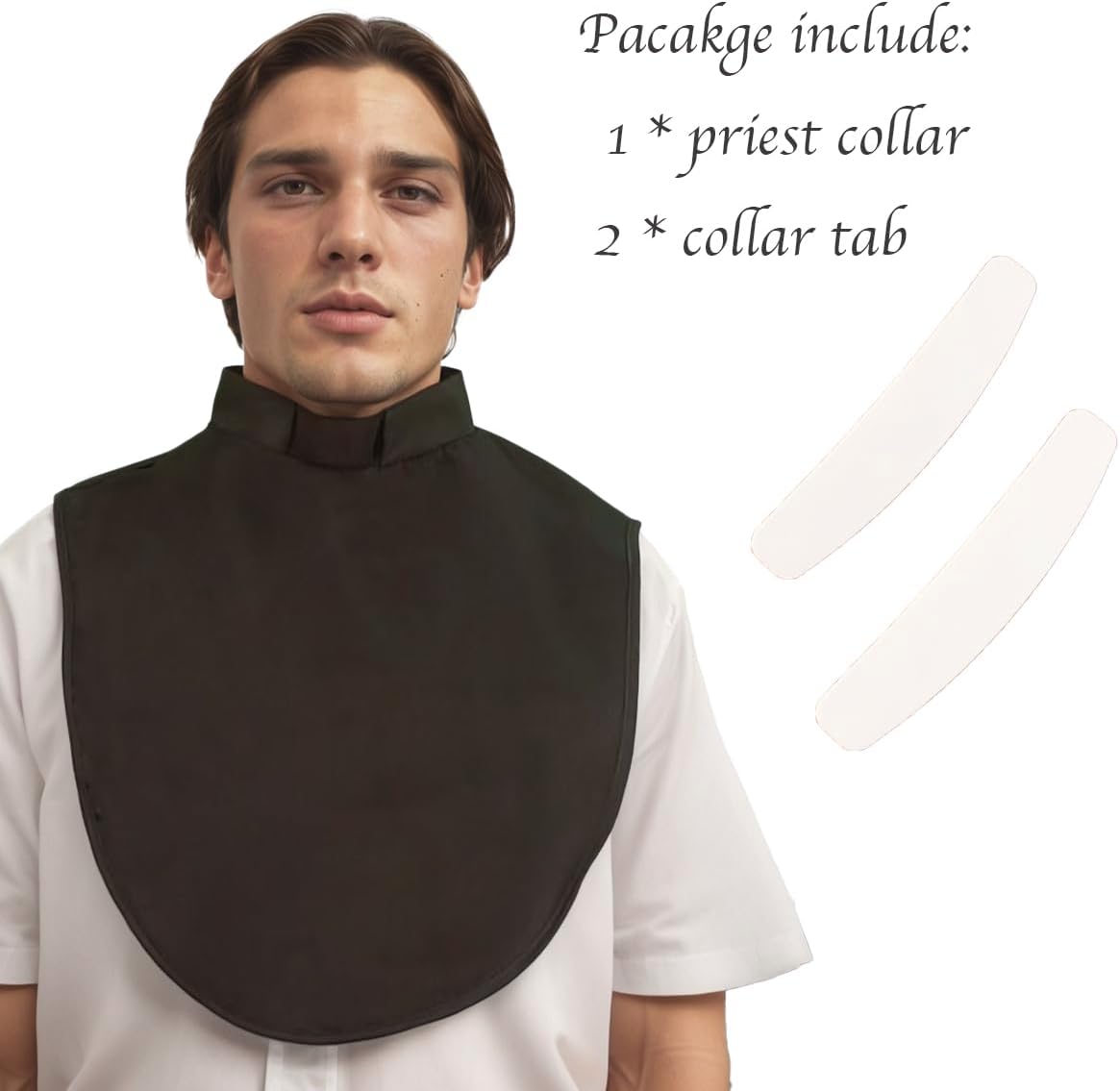 Priest Clergy Tab Collar Unisex Costume Pastor Bib Dickey for Clerical Shirt