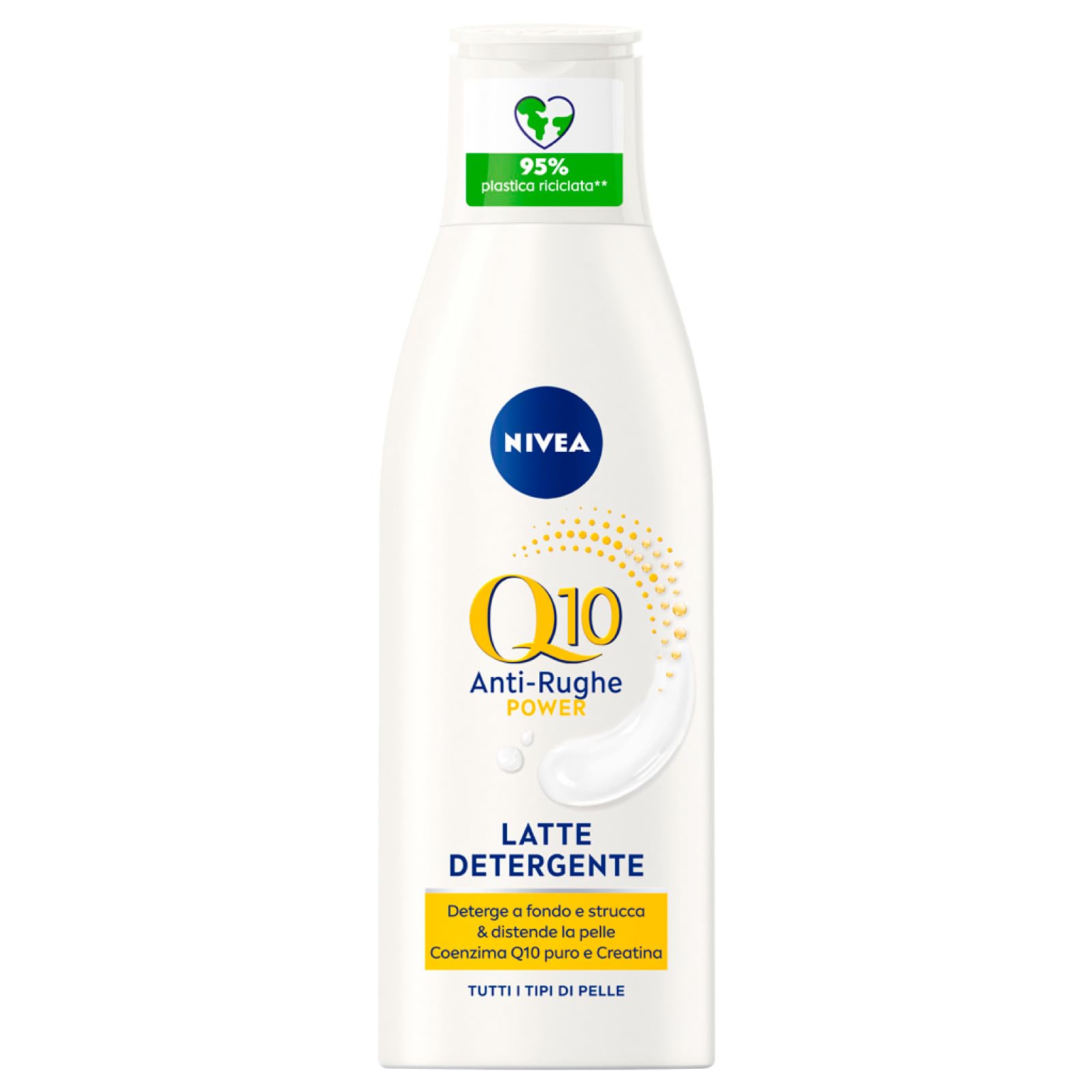 NIVEA Q10 Power Reinigungsmilch für das Gesicht, Anti-Falten, feuchtigkeitsspendend, Anti-Aging-Wirkung, belebend, elastisch, antioxidativ, 48 Stunden, Formel mit Kreatin für empfindliche Haut – 4