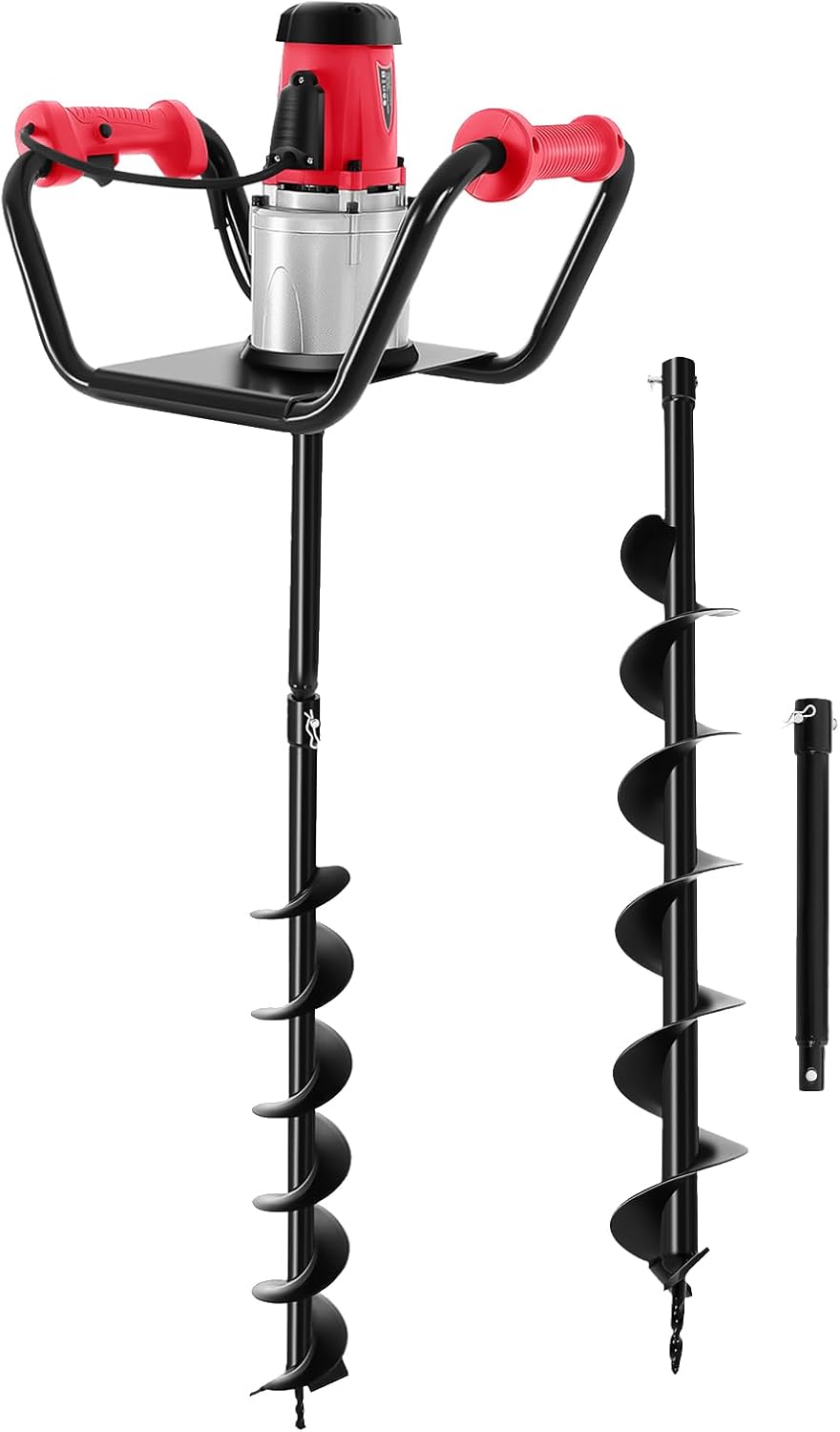 1500w Post Hole Digger 1.6HP Earth Auger Hole Digger Electric Auger Digging Tools Auger with 4" Digging Auger Bit Set for Earth Burrowing/Drilling & Post Hole Digging