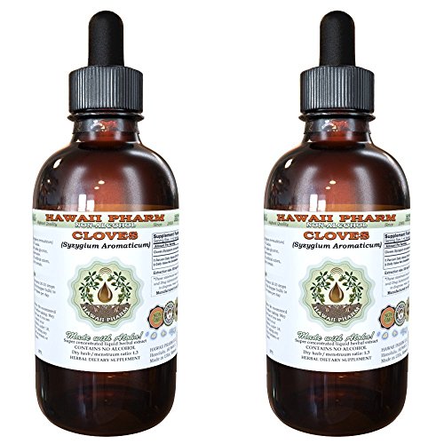 Cloves Alcohol-Free Liquid Extract, Organic Cloves (Syzygium Aromaticum) Dried Flower Buds Glycerite Hawaii Pharm Natural Herbal Supplement 2x4 oz