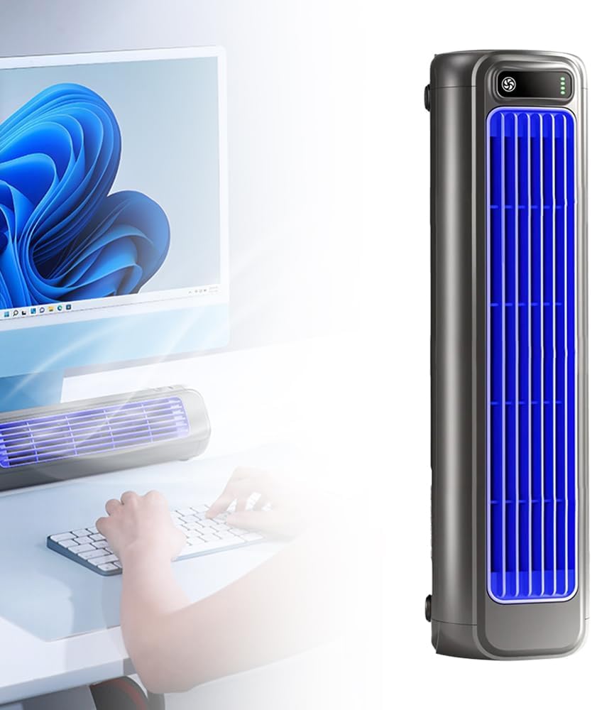 Portable Air Conditioner Cooling Fan Quiet with 3 Speeds, 2026 New Mini Cooling Fan with 3 Speeds & LED Touch Screen, USB Charging Air Cooler for Bedroom Office Home (Grey)
