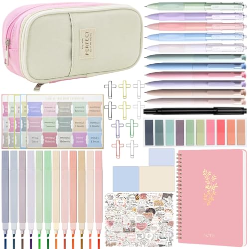 FEMBW Kit per Journaling Biblico, Studio Della Bibbia per Donne, con Evidenziatori Pastello, Penne Gel, Adesivi per la Bibbia, Fermagli a Forma di Croce, Strumenti per lo Studio Della Bibbia per Donne