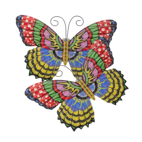 Kisangel 2 Piezas Decoración de Pared de Mariposas de Metal de Esculturas de Hierro para Interior y Exterior Adornos Resistentes y Duraderos para Decoración Mural y Atractiva