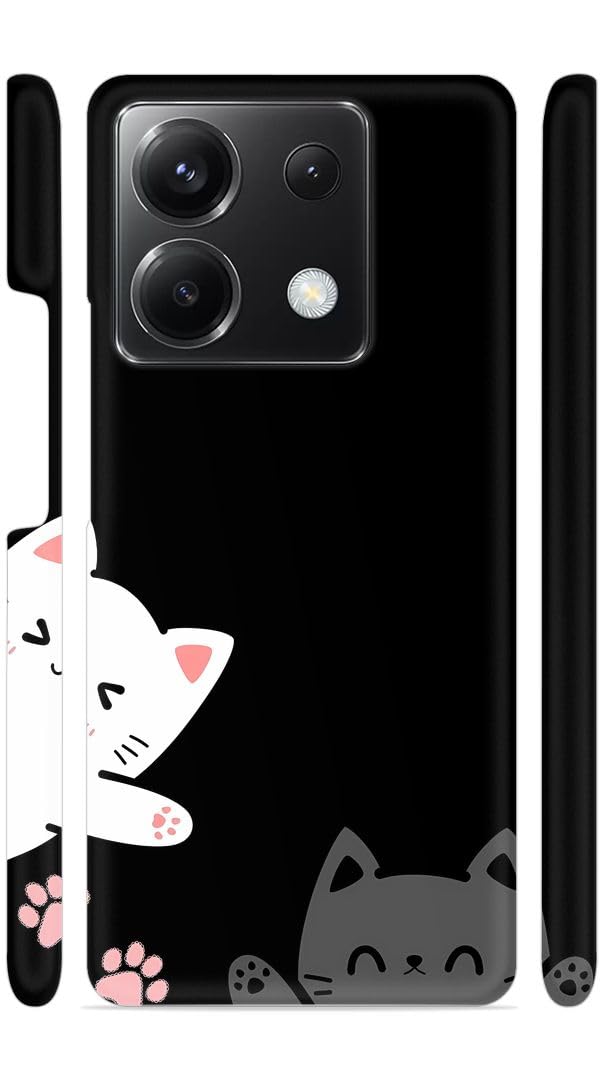 YAPZONE White Grey Kitties Designer Printed Hard Back Cover for Xiaomi Redmi Note 13 5G Attractive and Uniquely Crafted Smartphone Case