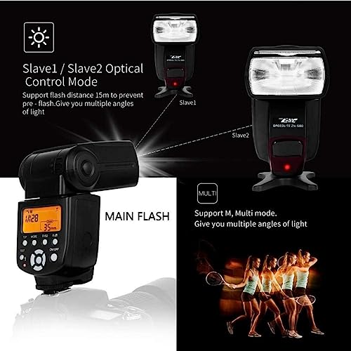 Camera Flash Speedlite, Slfc Digital Camera Flashes With Lcd Display, Electronic Flash For Canon/Nikon/Panasonic/Olympus/Pentax/Fujifilm, Dslr Camera Flash/Slave Flash With Standard Hot Shoe Mount #TOP5