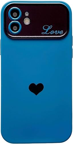 Funda compatible con iPhone 12 de 6.1 pulgadas, funda suave con ventana grande, colores brillantes especialmente diseñada para mujeres y niñas (azul)