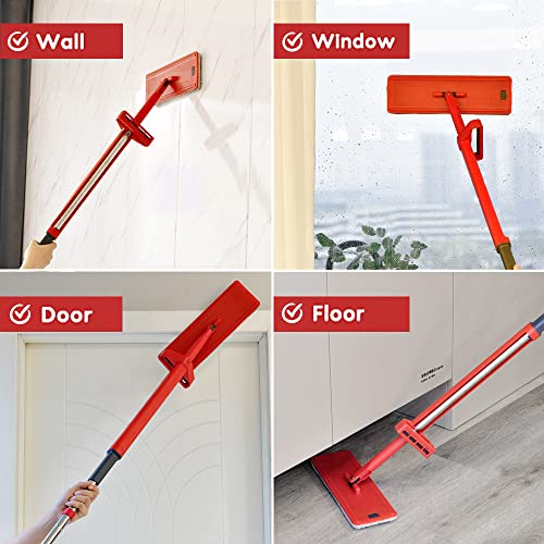 Floor Mop And Bucket Set With Wringer, Homettler Flat Squeeze Mop For Cleaning, Self Clean Mop And Bucket For Hardwood, Laminate, 2 In 1 Hands Free Mop With 4 Pcs Washable Microfiber Pads, Wet & Dry #TOP5