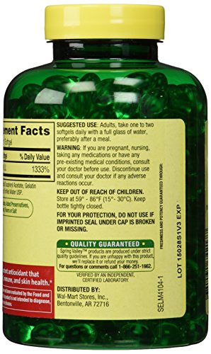 Spring Valley E Vitamin Dietary Supplement, Softgels, 500 Ct #TOP1