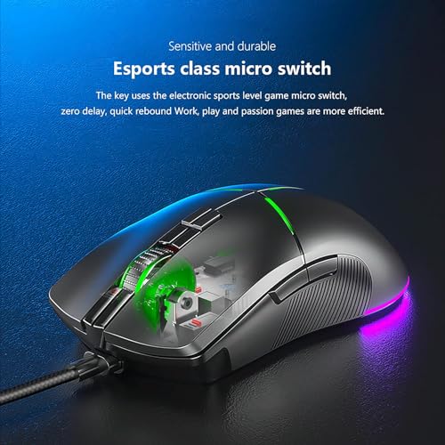 Image of AULA F820O Wired Optical Mouse with 8 Key | RGB Backlight, 6400DPI Wired Optical Mouse (USB 2.0 - Black)