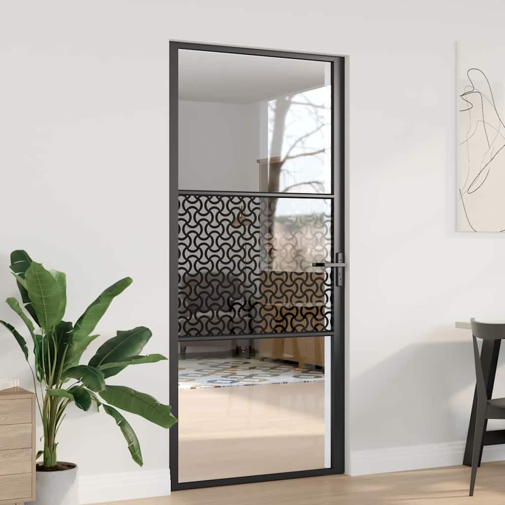 Festnight Puerta Interior de Vidrio Templado y Aluminio 93 x 201.5 cm, Puerta de Cristal, Puerta Interior Moderna, Sólido y Seguro,#2