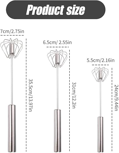 Miniatura 6 de Batidor de huevo de acero inoxidable actualizado 2025, mezclador de mano semiautomático, batidor batidor batidor, batidora de acero inoxidable para