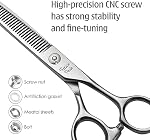 3pcs Ciseaux de grooming pour chien Ensemble droit Poignées courbes en acier inoxydable minces pour animaux de compagnie Grooming Sharp et durable avec boîtier adapté aux utilisateurs à domicile et professionnel Goomer