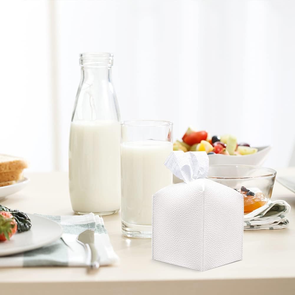 Taschentuchbox Aus PU-Leder – Quadratisch, 14x15,2x15,9 Cm, Mit Ablage, Für Kleenex & Puffs